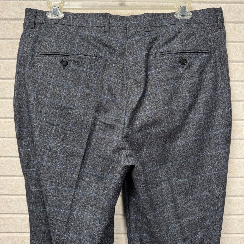 Stacy Adams NEW Windowpane Plaid Dress Pants Button Closure Men 38R Gray - Picture 5 of 13